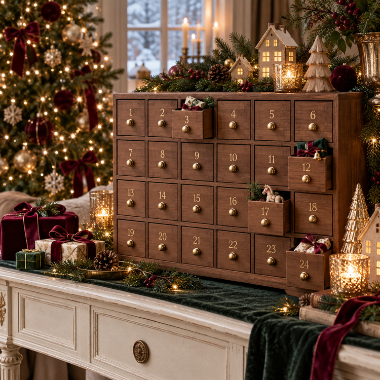 Festive advent scene in Noveliqo's Christmas palette