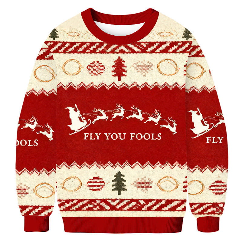 Casual Christmas Print Crew Neck Sweatshirts