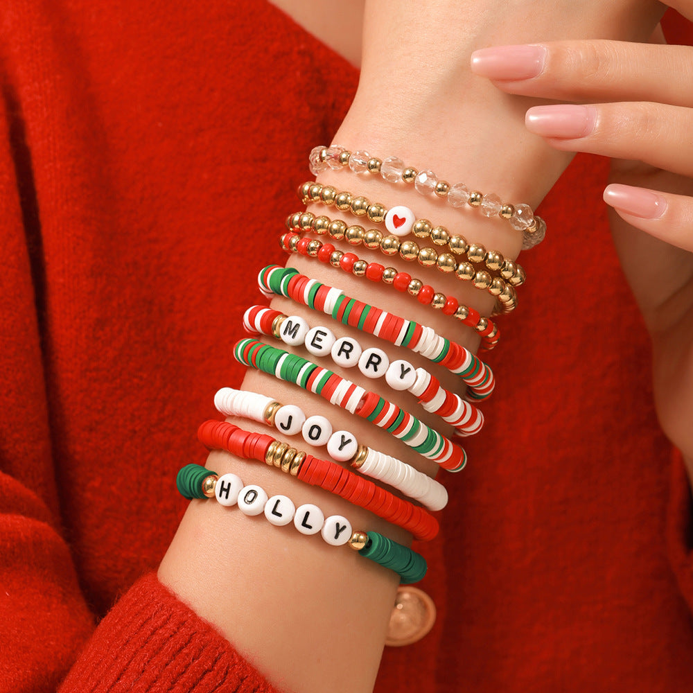 Christmas Beaded Bracelet Alloy Pendant Hand Chain