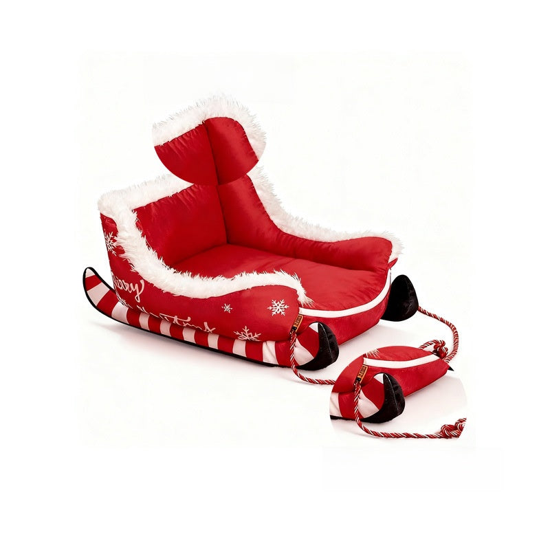 Christmas Sled Pet Kennel Warm Washable Dog Bed