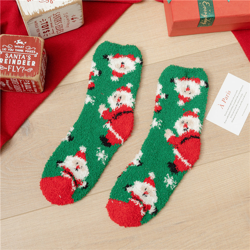 Plush Christmas Slipper Socks with Non-Slip Sole