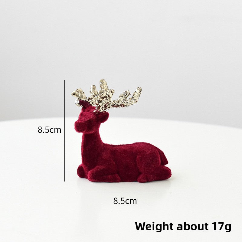 Flocked Reindeer Christmas Ornament with Glitter