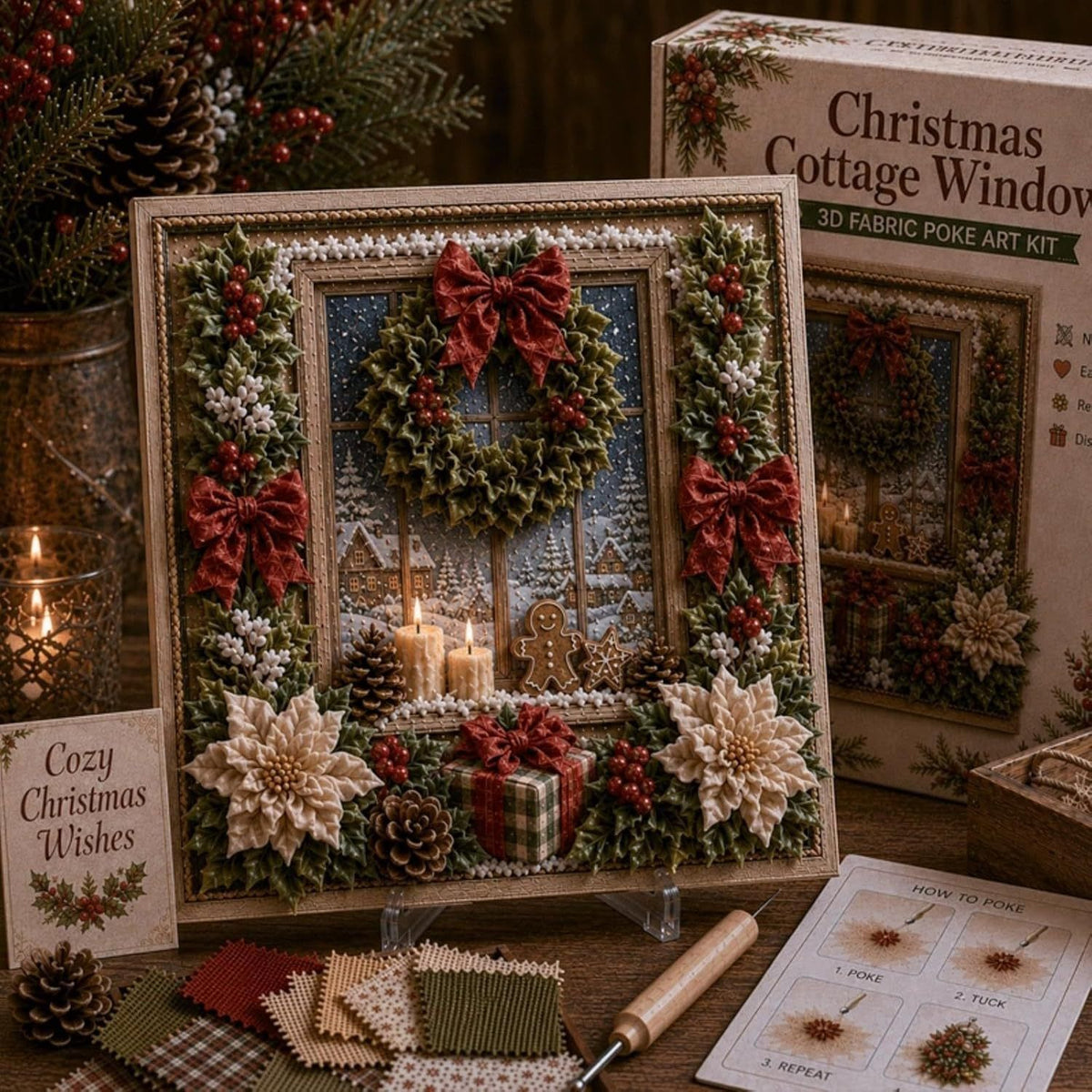3D Christmas Fabric Poke Art Kit