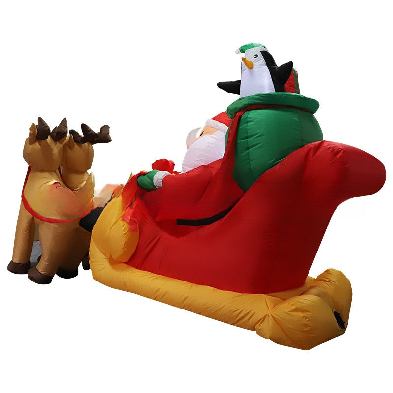 Inflatable Santa and Reindeer Sleigh Decoration