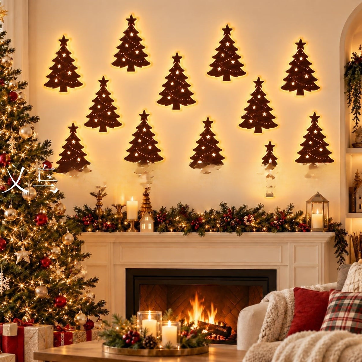 Lighted Santa and Reindeer Wall Decor