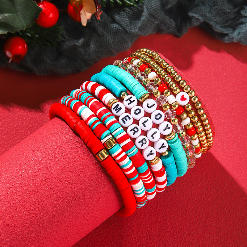Christmas Beaded Bracelet Alloy Pendant Hand Chain