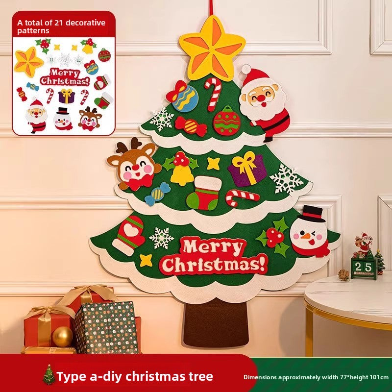 DIY Felt Christmas Tree Wall Decoration with LED Lights