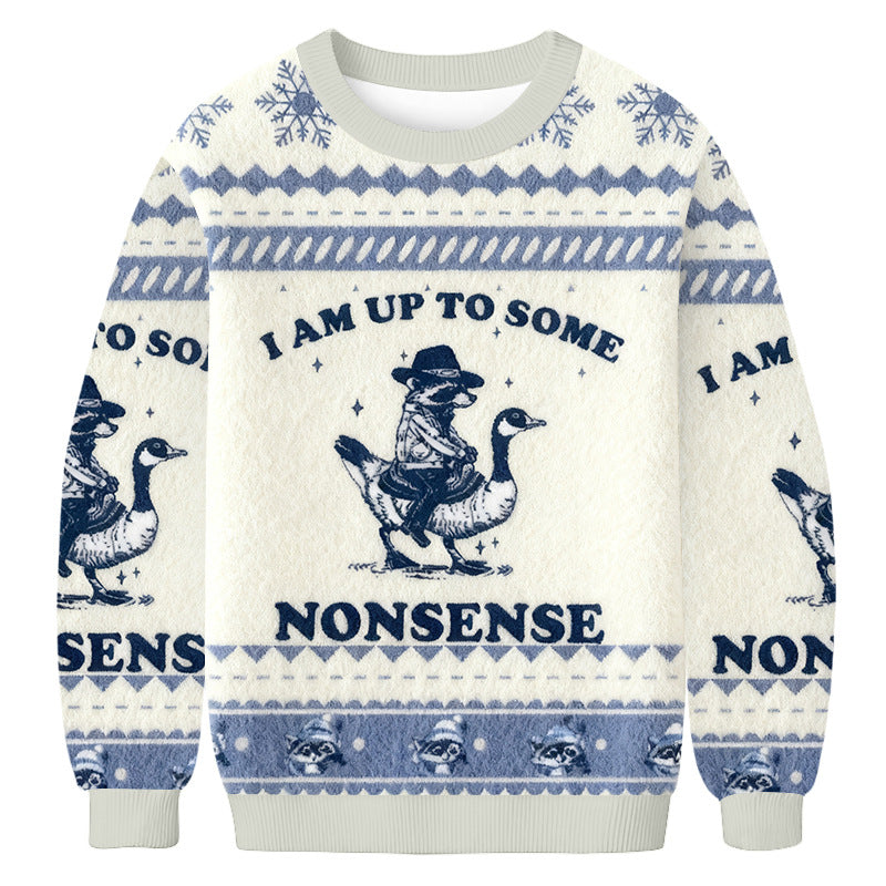 Casual Christmas Print Crew Neck Sweatshirts