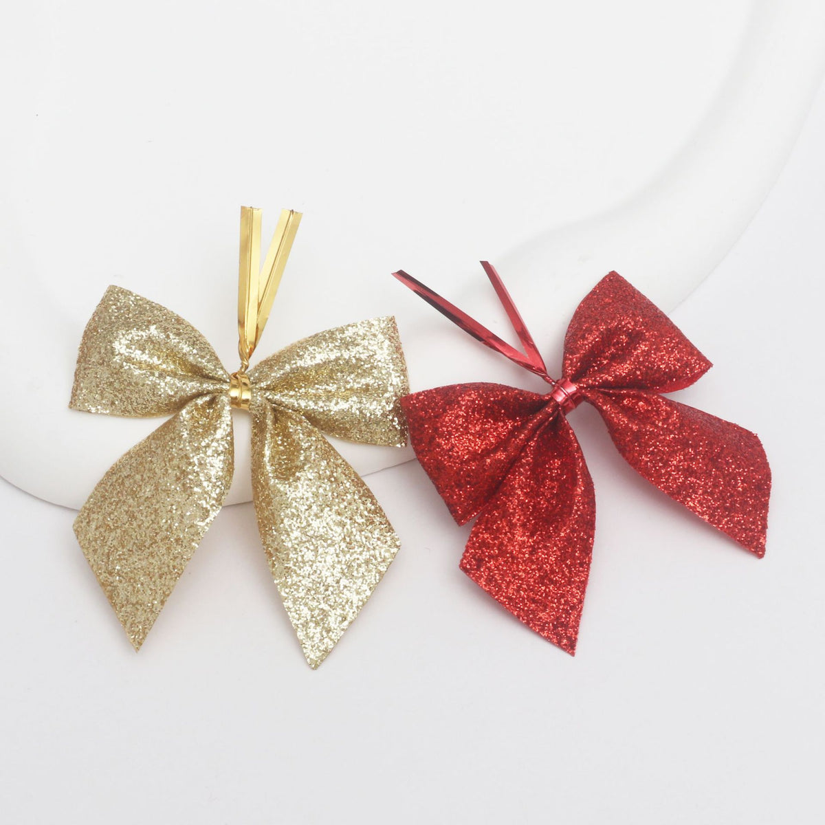 Small Powdered Ribbon Christmas Tree Bow Ornament