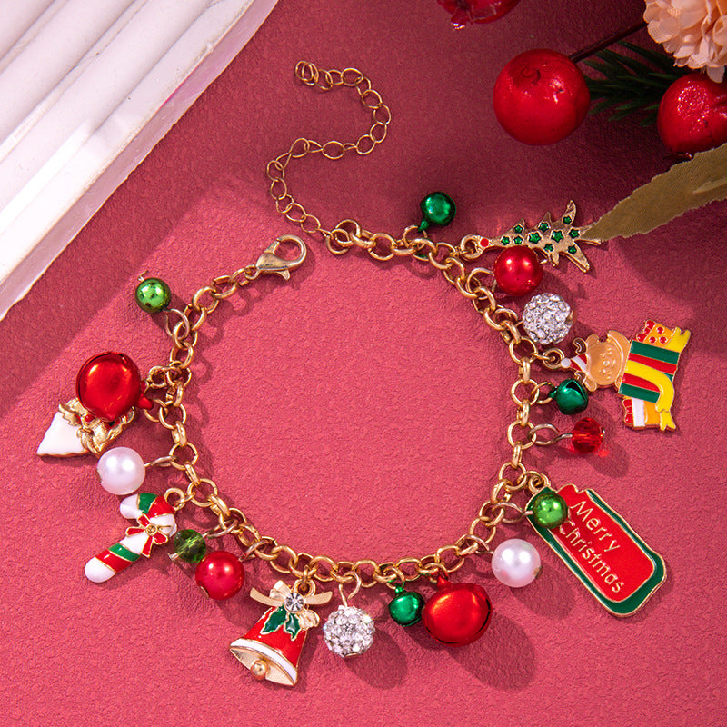 Christmas Beaded Bracelet Alloy Pendant Hand Chain