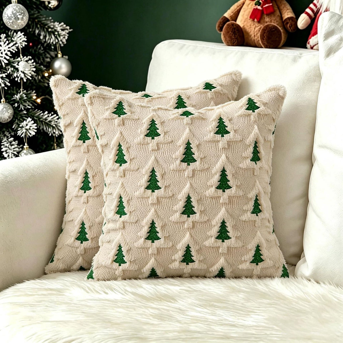 Christmas Themed Retro Cushion Cover
