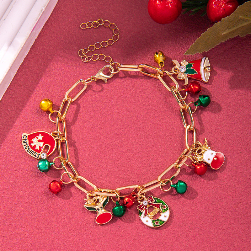 Christmas Beaded Bracelet Alloy Pendant Hand Chain