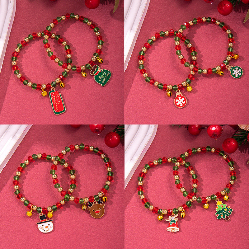 Christmas Beaded Bracelet Alloy Pendant Hand Chain
