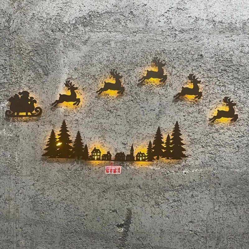 Santa Sleigh with Reindeer Wooden Christmas Ornament