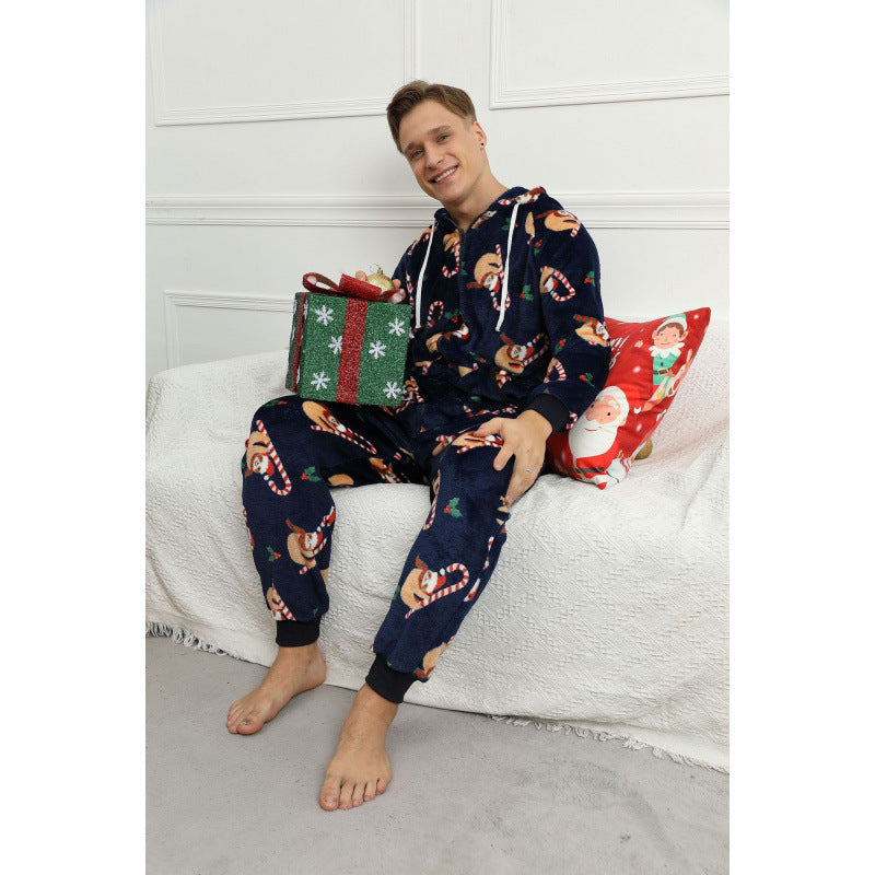 Mens Christmas Flannel Jumpsuit Pajamas