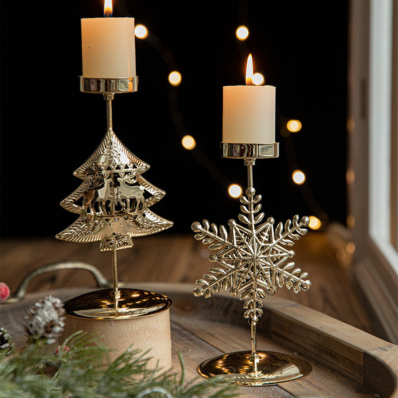 Retro Iron Christmas Candlestick Decorations