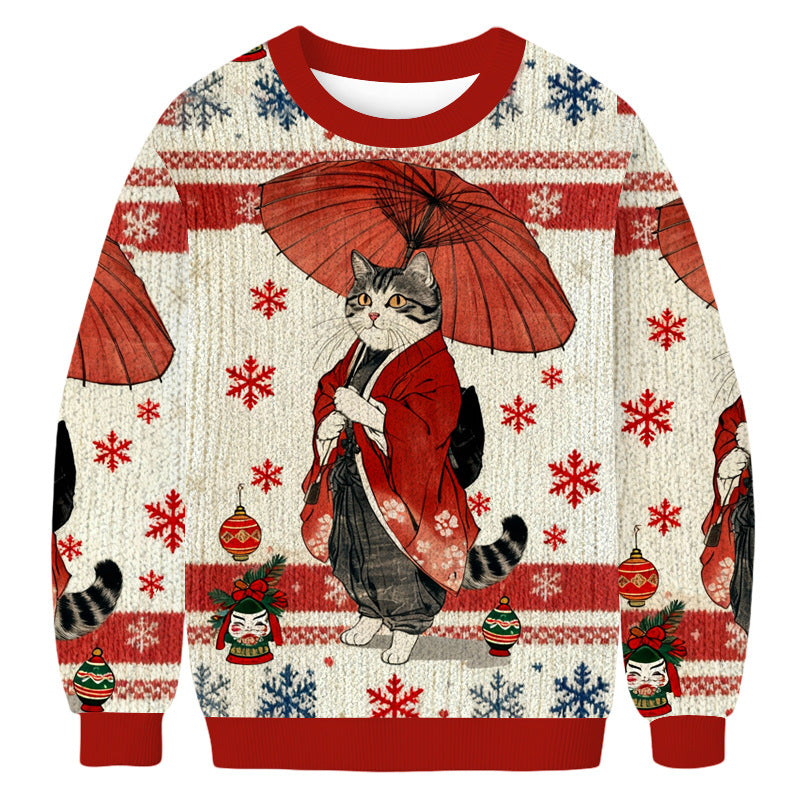 Casual Christmas Print Crew Neck Sweatshirts