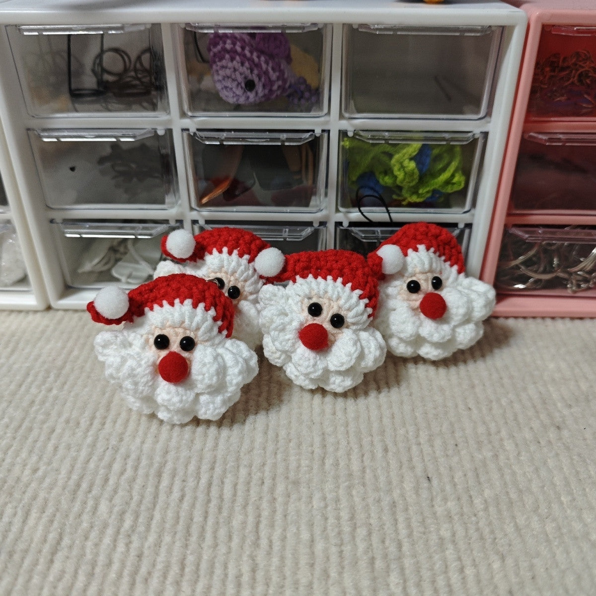 Handmade wool crocheted Santa Claus pendant cute bag hanging