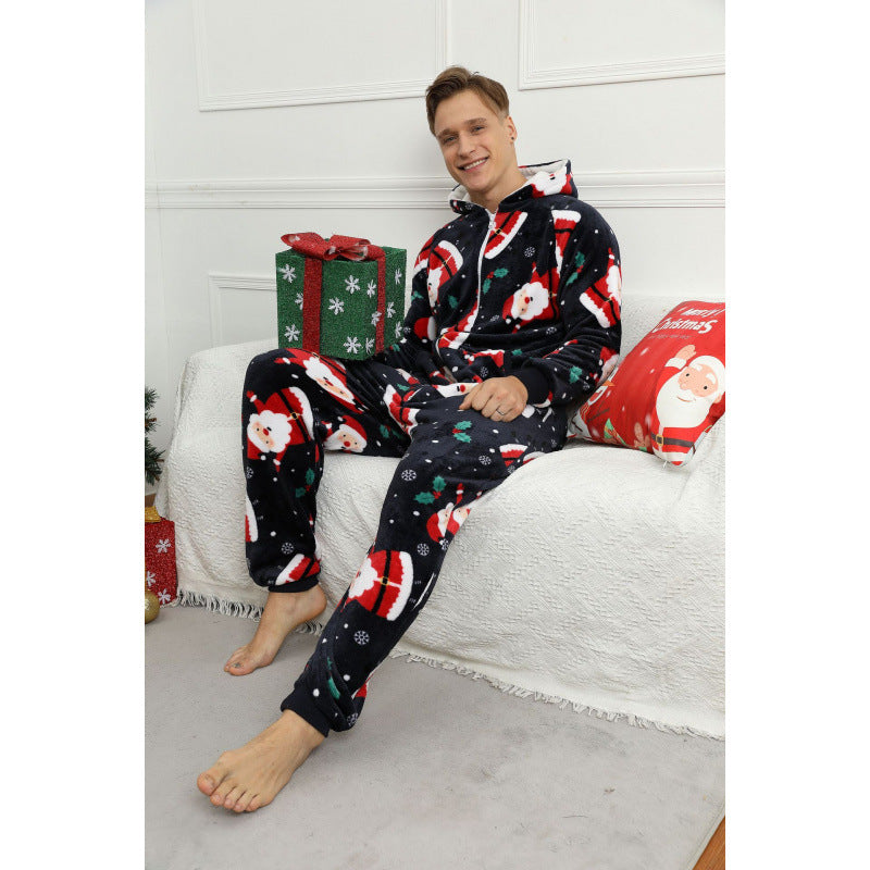 Mens Christmas Flannel Jumpsuit Pajamas