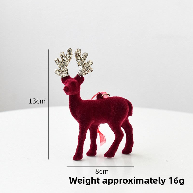 Flocked Reindeer Christmas Ornament with Glitter