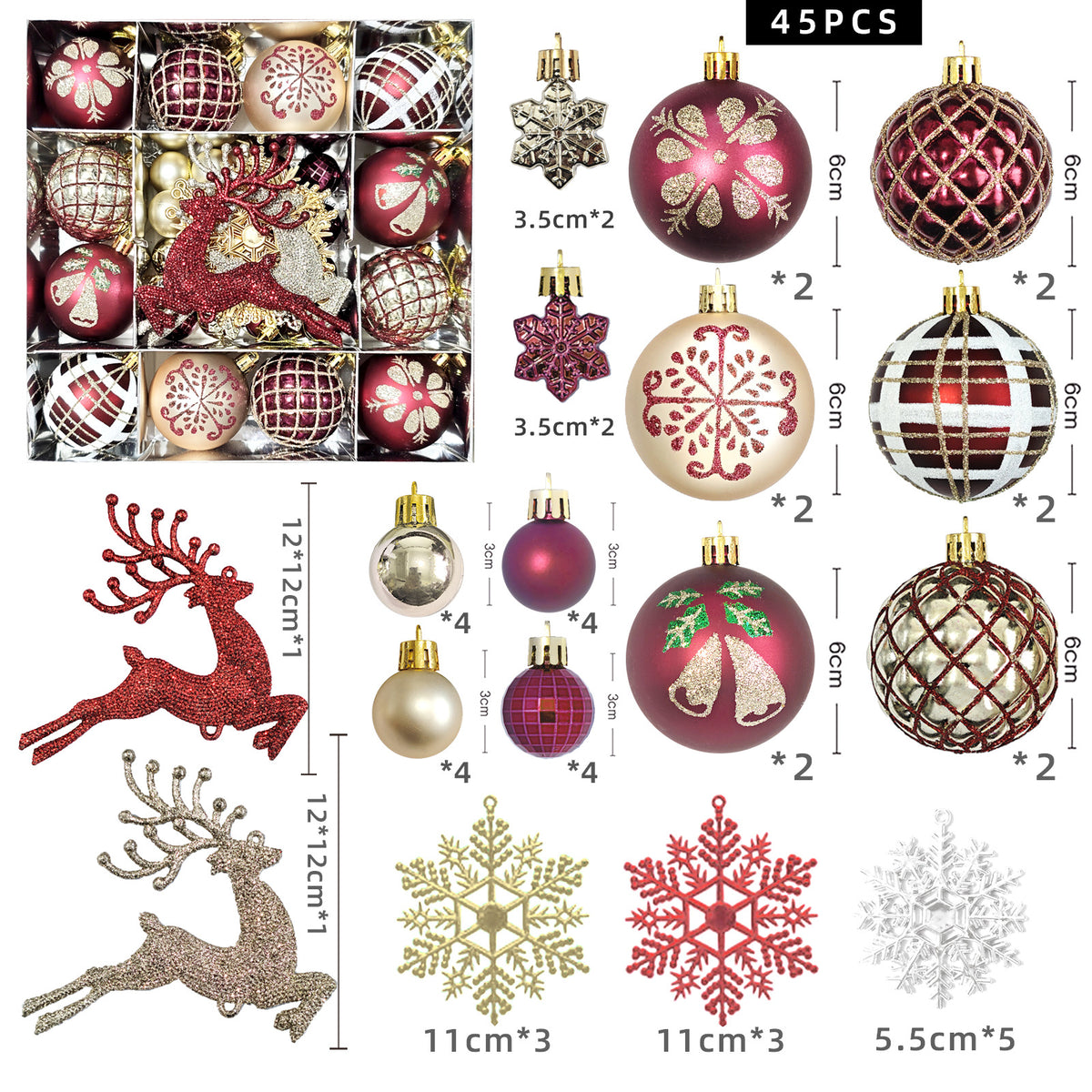 6cm Electroplated Christmas Ornament Ball with Hand-Painted Designs