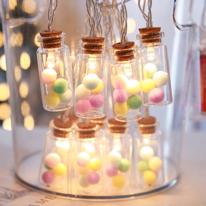Decorative LED Christmas String Lights with Glass Bottles