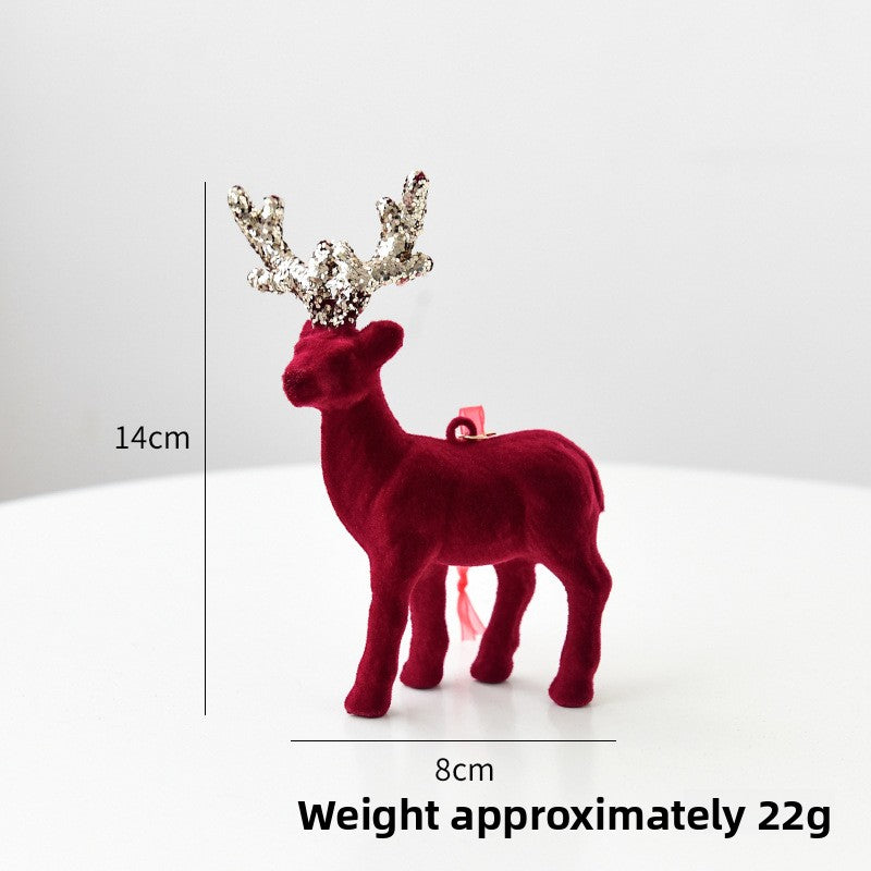 Flocked Reindeer Christmas Ornament with Glitter