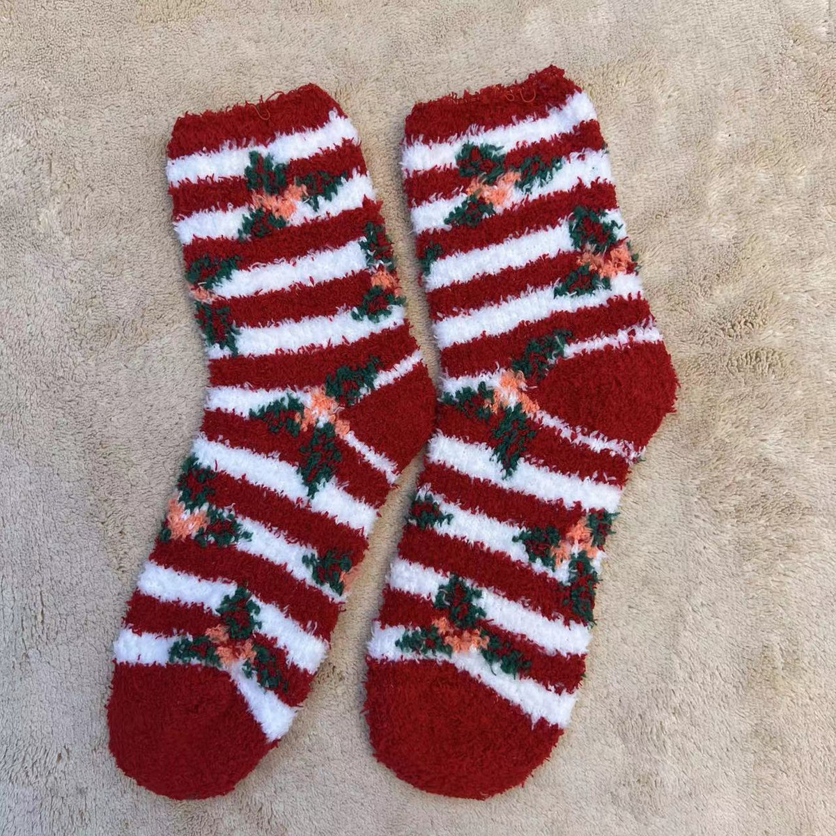 Plush Christmas Slipper Socks with Non-Slip Sole