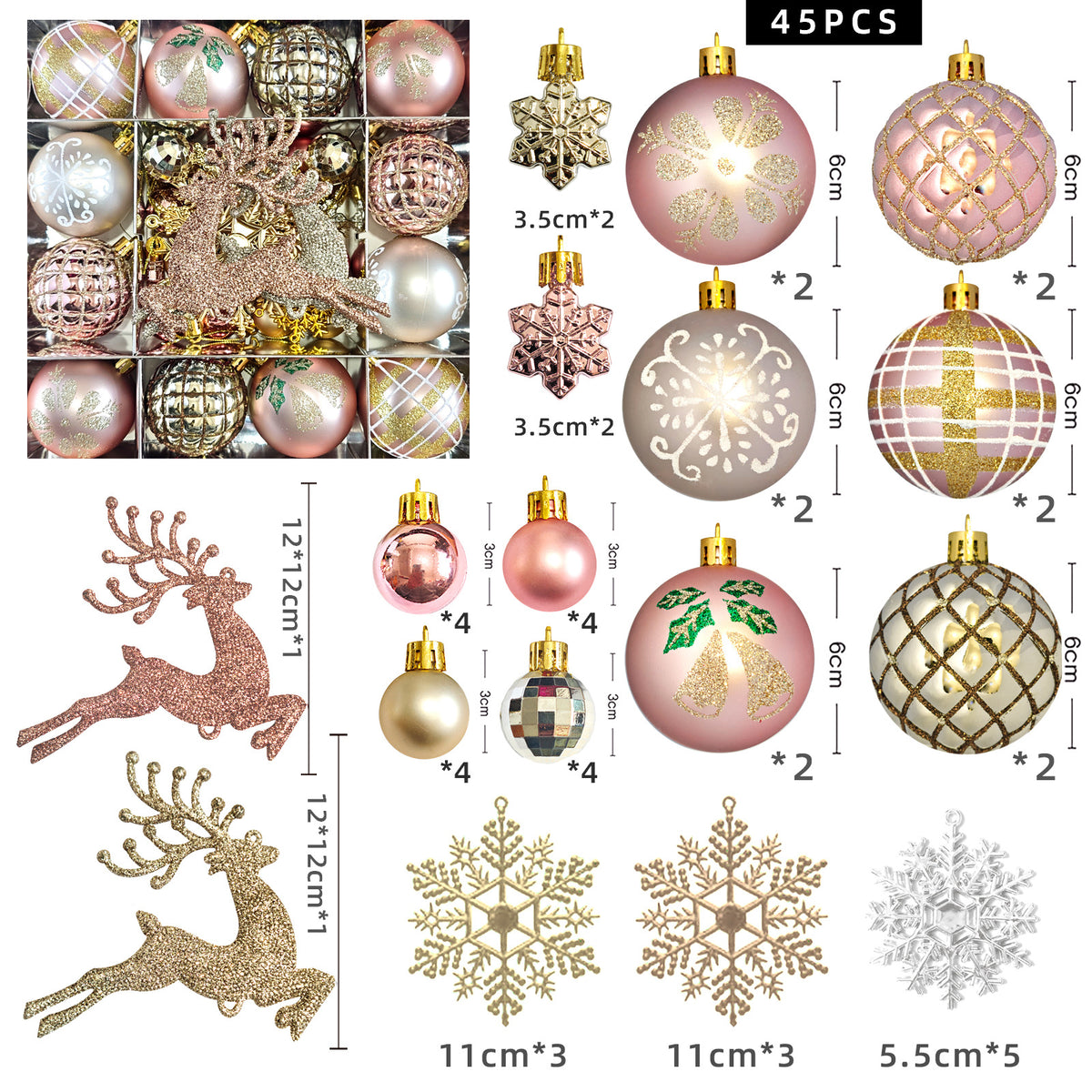 6cm Electroplated Christmas Ornament Ball with Hand-Painted Designs
