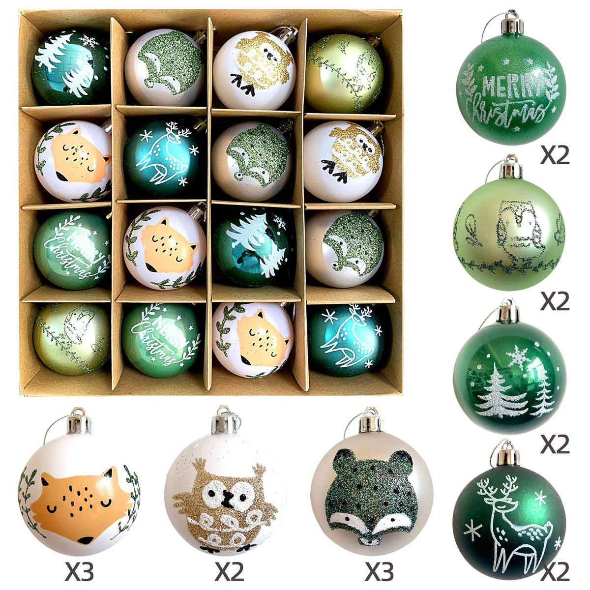 6cm Electroplated Christmas Ornament Ball with Hand-Painted Designs