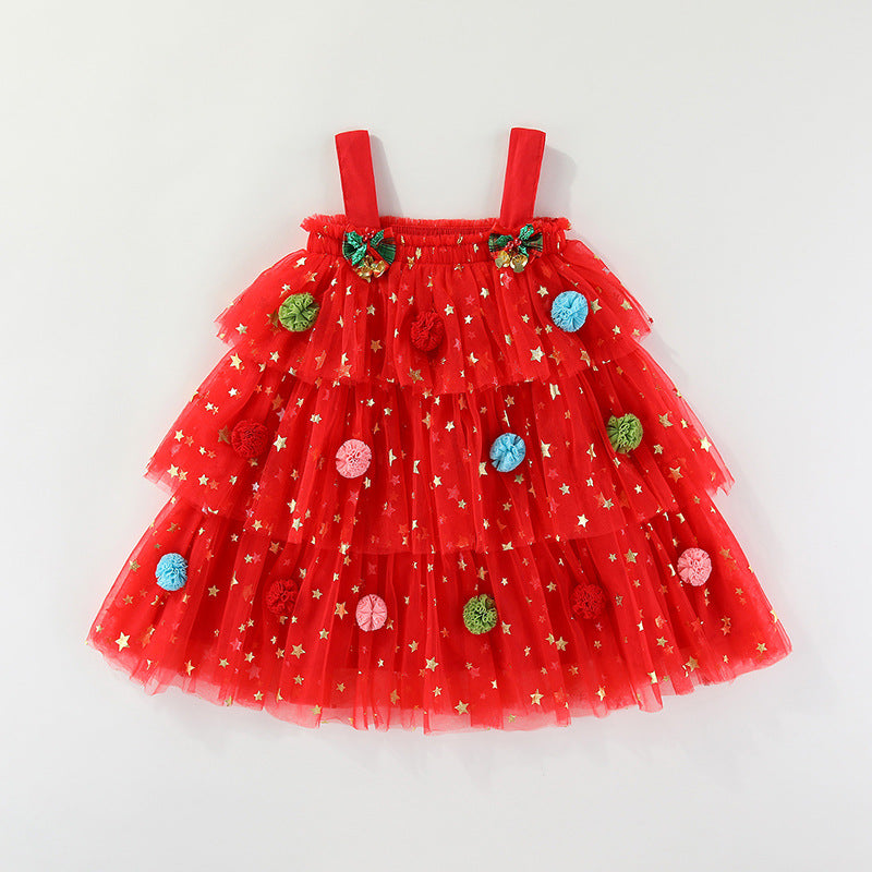 Christmas lace netted dress