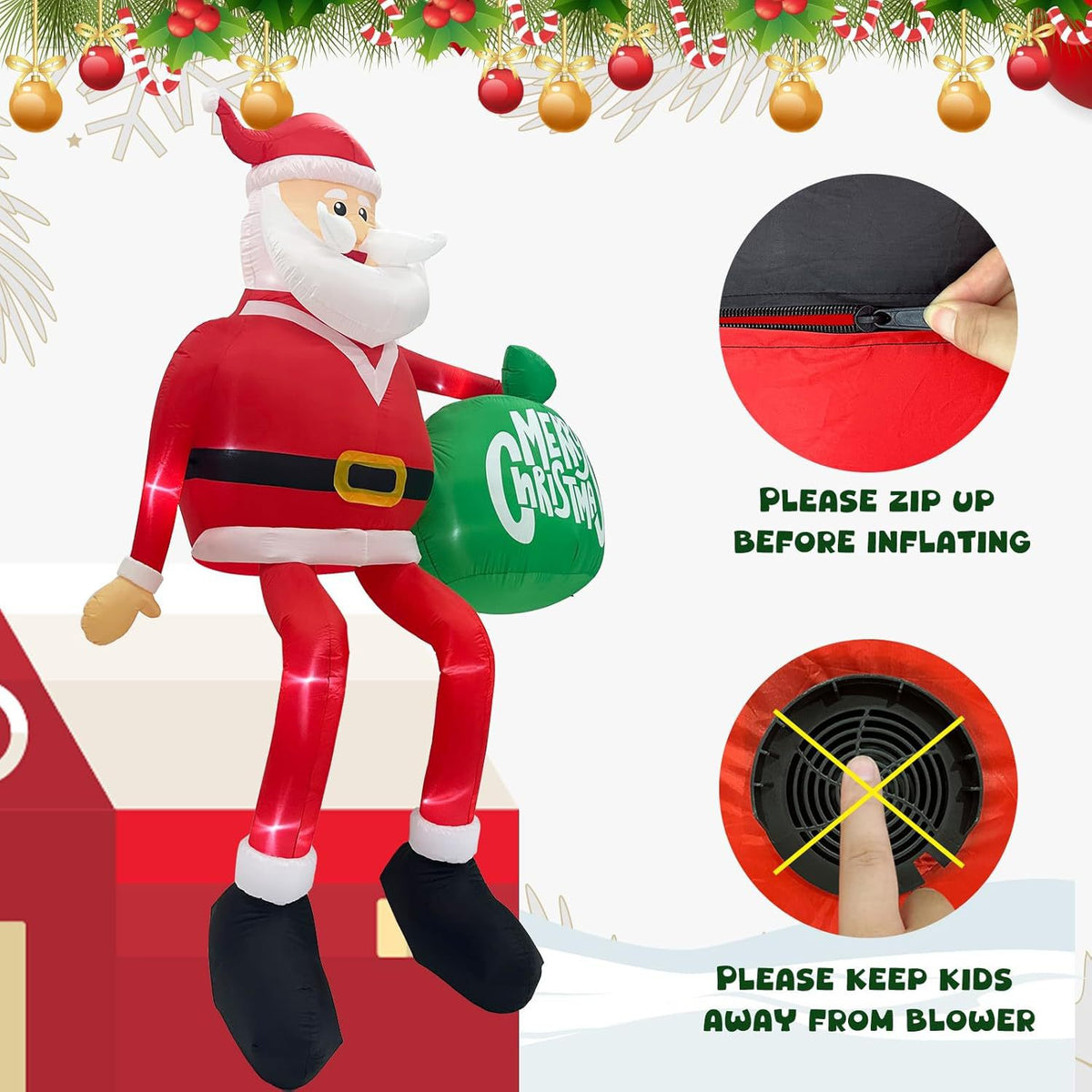 LED Luminous Christmas Sitting Santa Claus Outdoor Decoration
