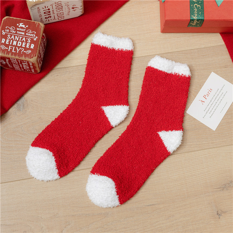 Plush Christmas Slipper Socks with Non-Slip Sole