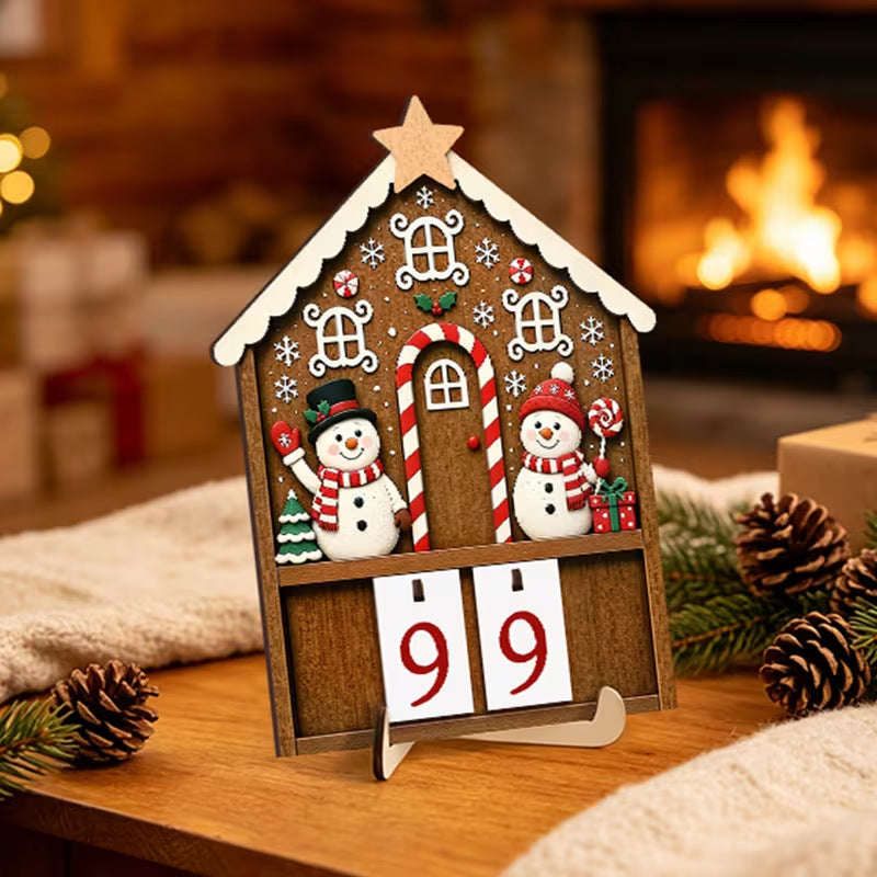 Wooden Christmas Advent Calendar Desktop Decoration