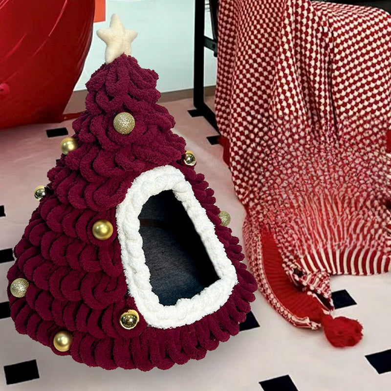 Christmas Tree Felt Cat Bed