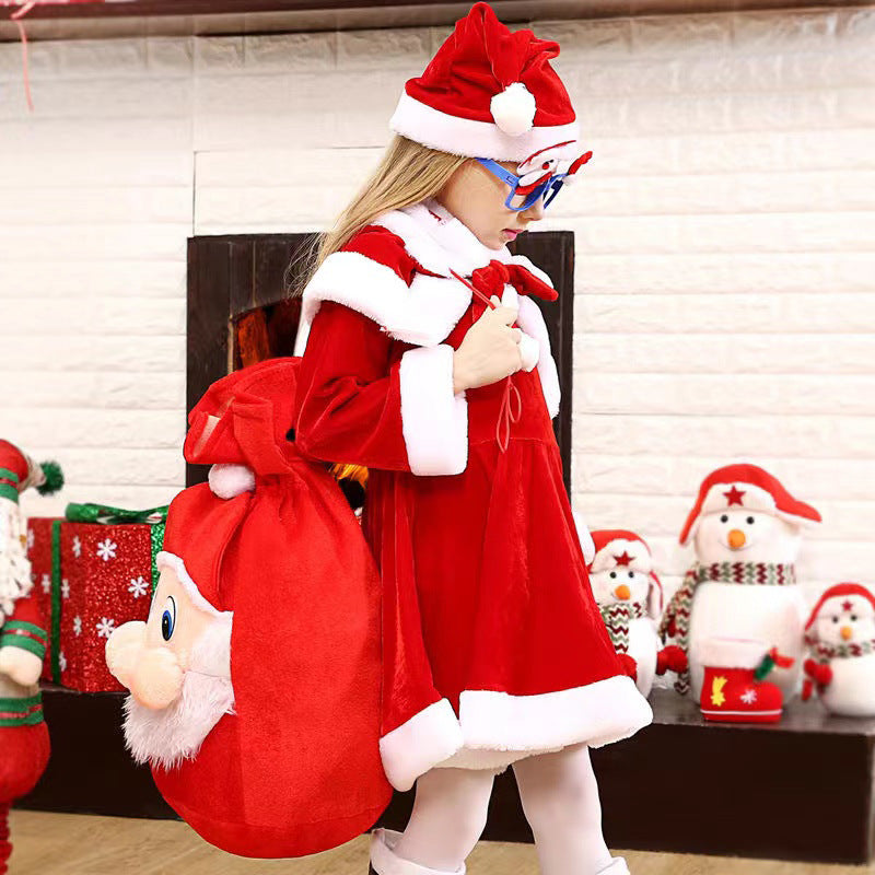 Gold Velvet Santa Claus Christmas Gift Bag
