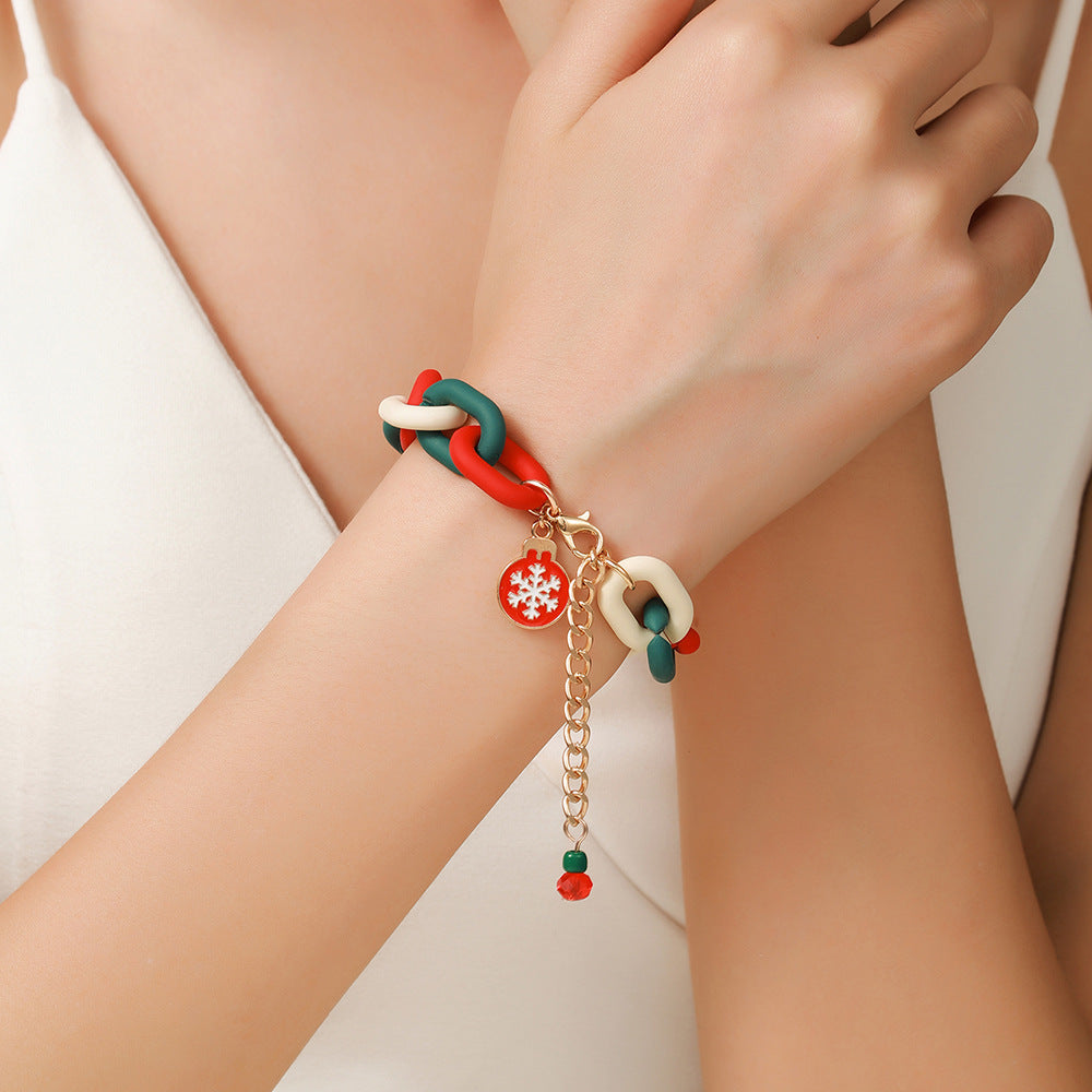 Christmas Beaded Bracelet Alloy Pendant Hand Chain