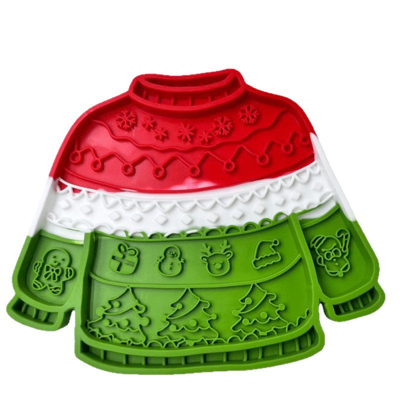Christmas Sweater Silicone Pet Licking Mat with Suction Cups