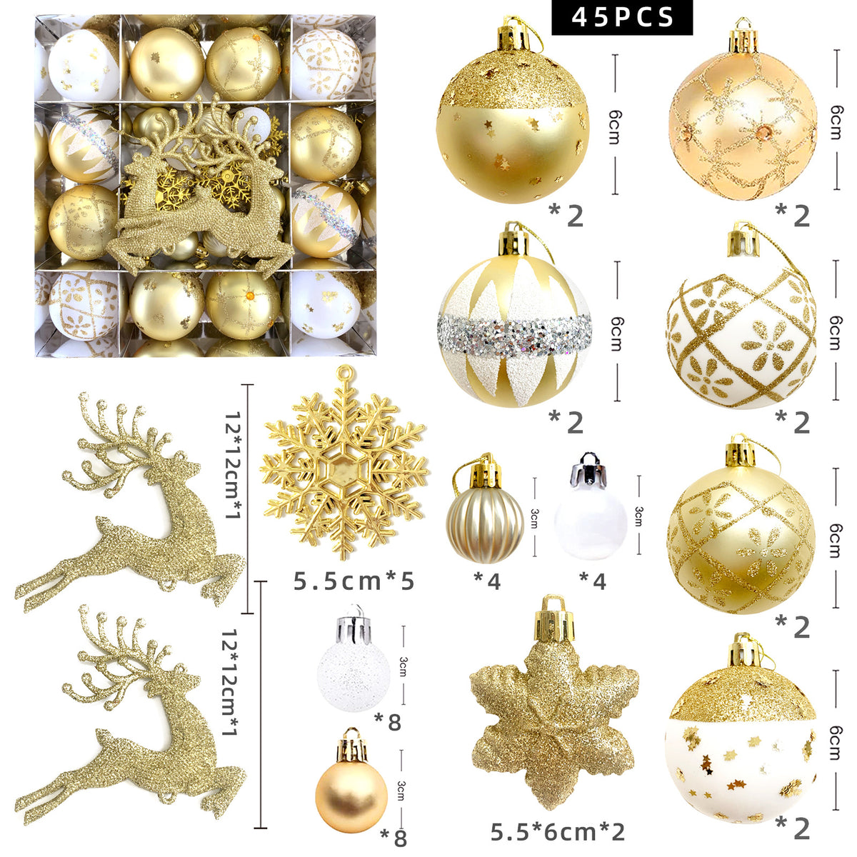 6cm Electroplated Christmas Ornament Ball with Hand-Painted Designs