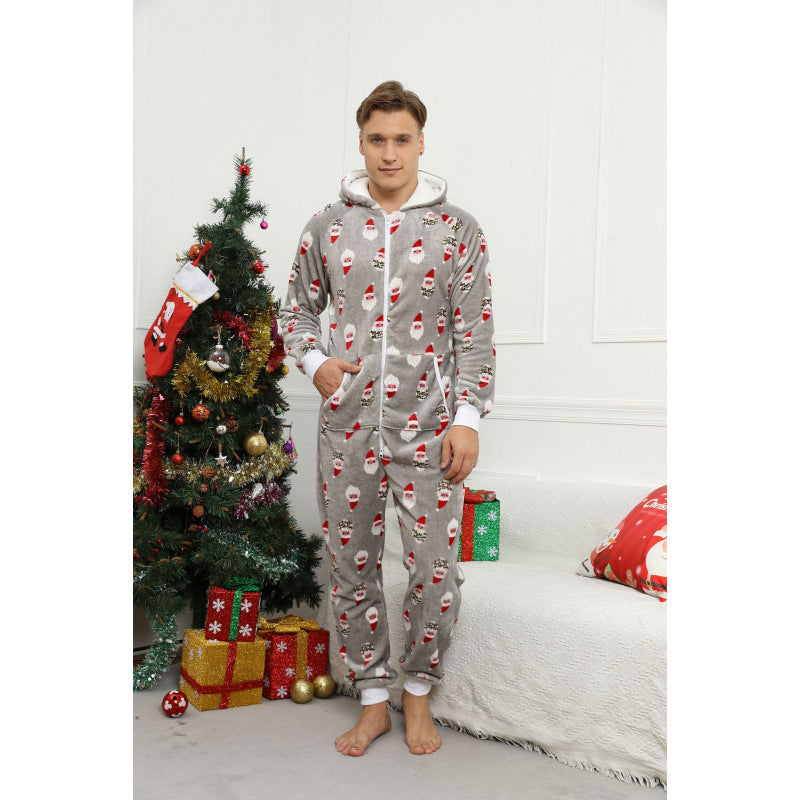 Mens Christmas Flannel Jumpsuit Pajamas
