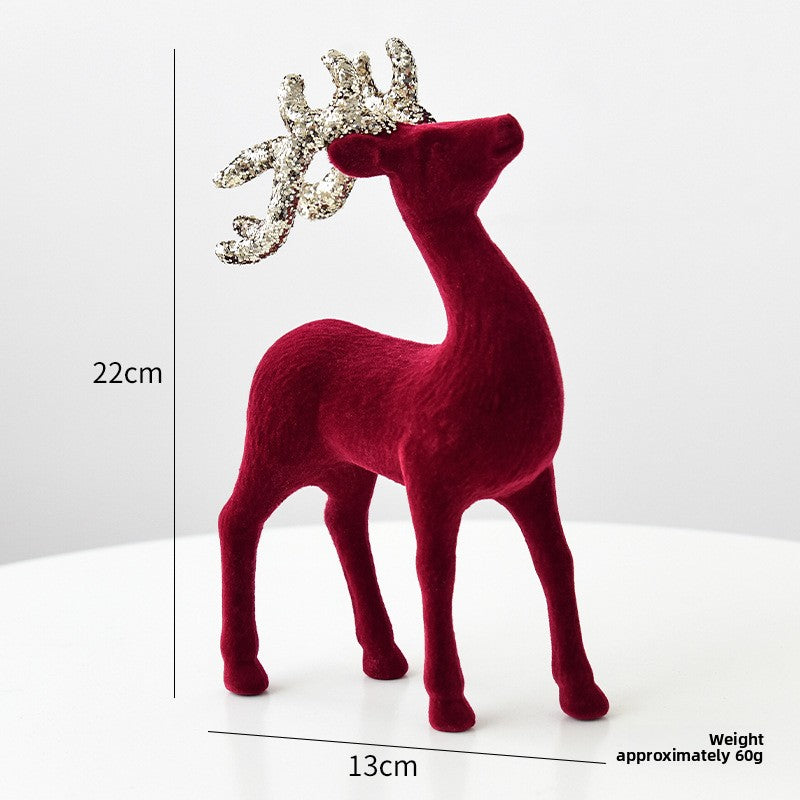 Flocked Reindeer Christmas Ornament with Glitter