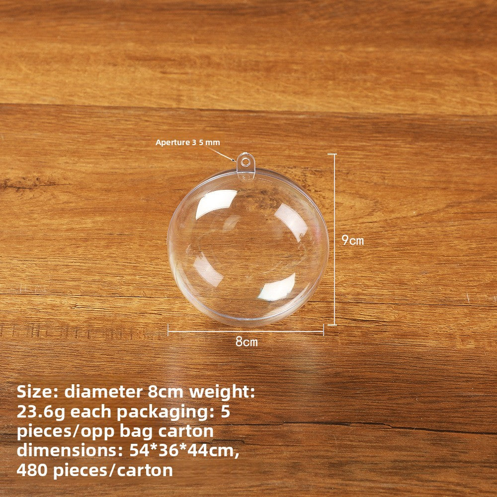 Highly Transparent Round Ball Hollow Ball Christmas Ball Acrylic Decorative Ball Ornaments Toys Transparent Packaging Ball