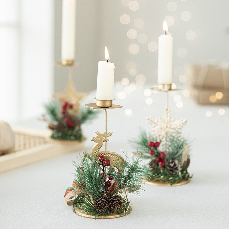 Decorative Iron Christmas Candle Holders (Snowflake/Star/Elk Design)