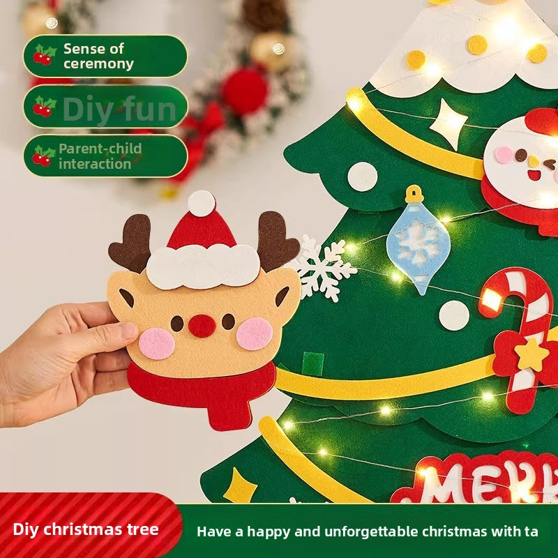 DIY Felt Christmas Tree Wall Decoration with LED Lights