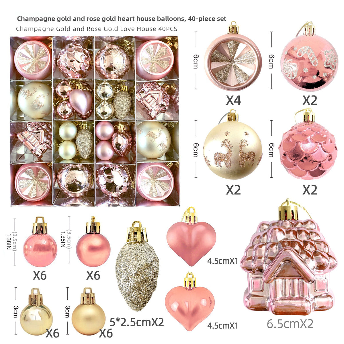 6cm Electroplated Christmas Ornament Ball with Hand-Painted Designs