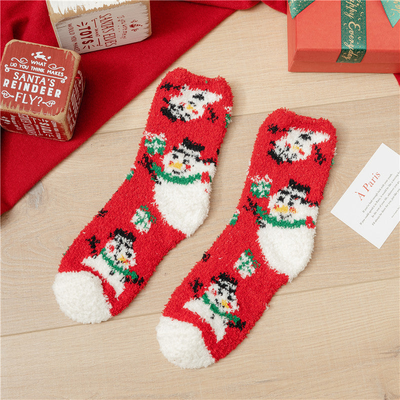 Plush Christmas Slipper Socks with Non-Slip Sole
