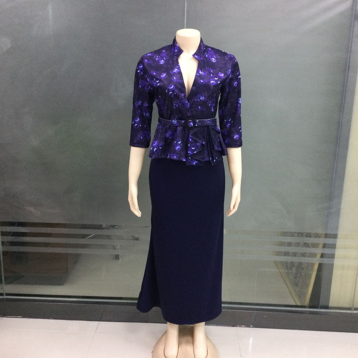 Christmas Print Fishtail Evening Dress
