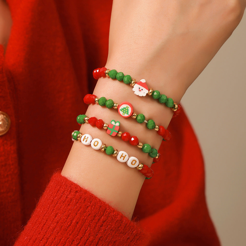 Christmas Beaded Bracelet Alloy Pendant Hand Chain