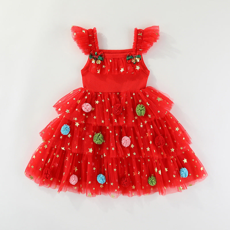 Christmas lace netted dress