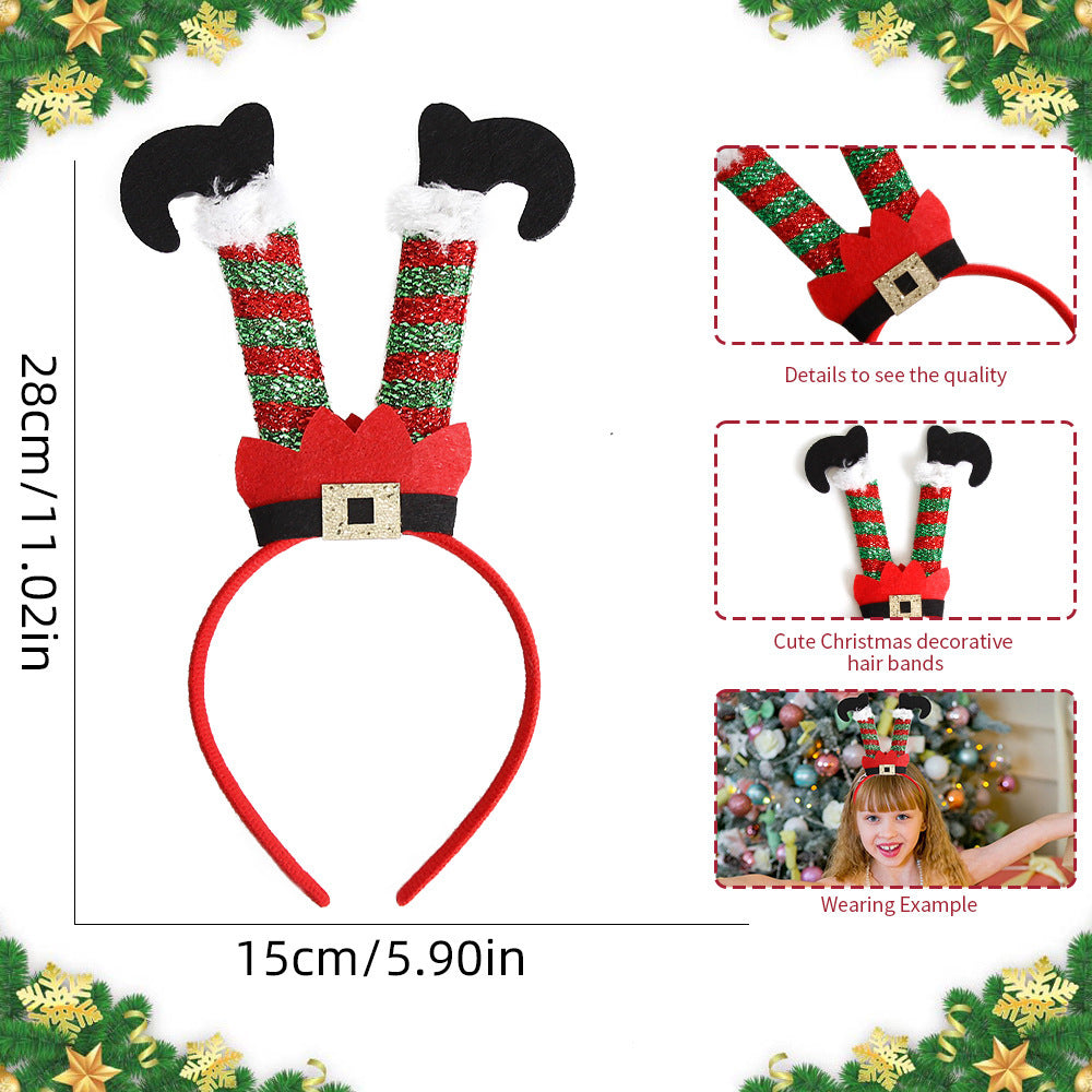 Christmas Party Headband Fun Santa Hat Reindeer Antlers Hair Accessories